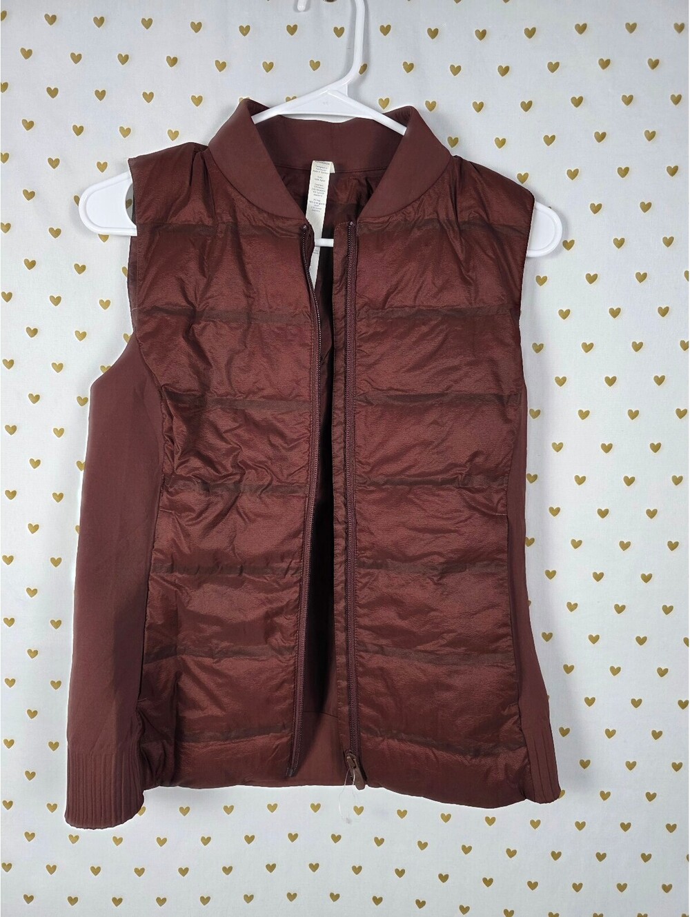 Lululemon Down For It All Vest Burgundy Goose Down Hybrid Zip Size 8